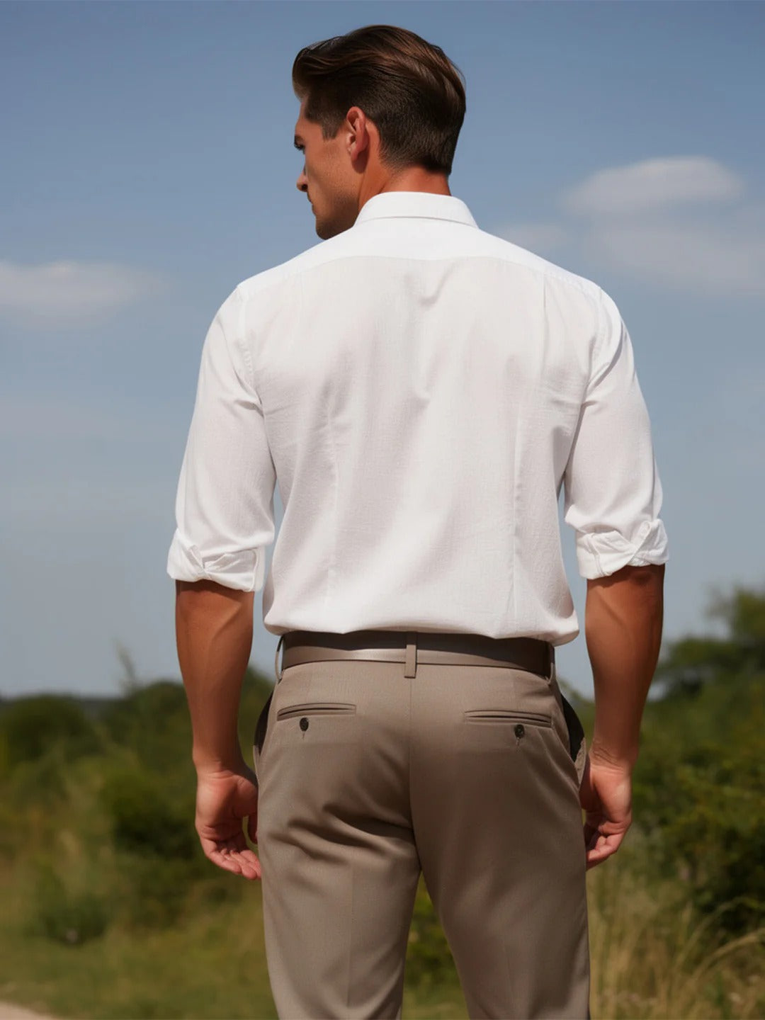Stylovas Men's Classic White Solid Casual Shirt | Premium Cotton Blend | Full Sleeve Regular Fit