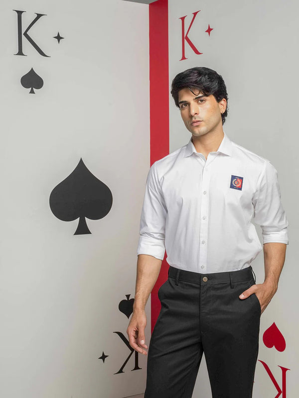 Stylovas Men's Premium White Solid Formal Shirt | Cotton Blend | Full Sleeve Regular Fit