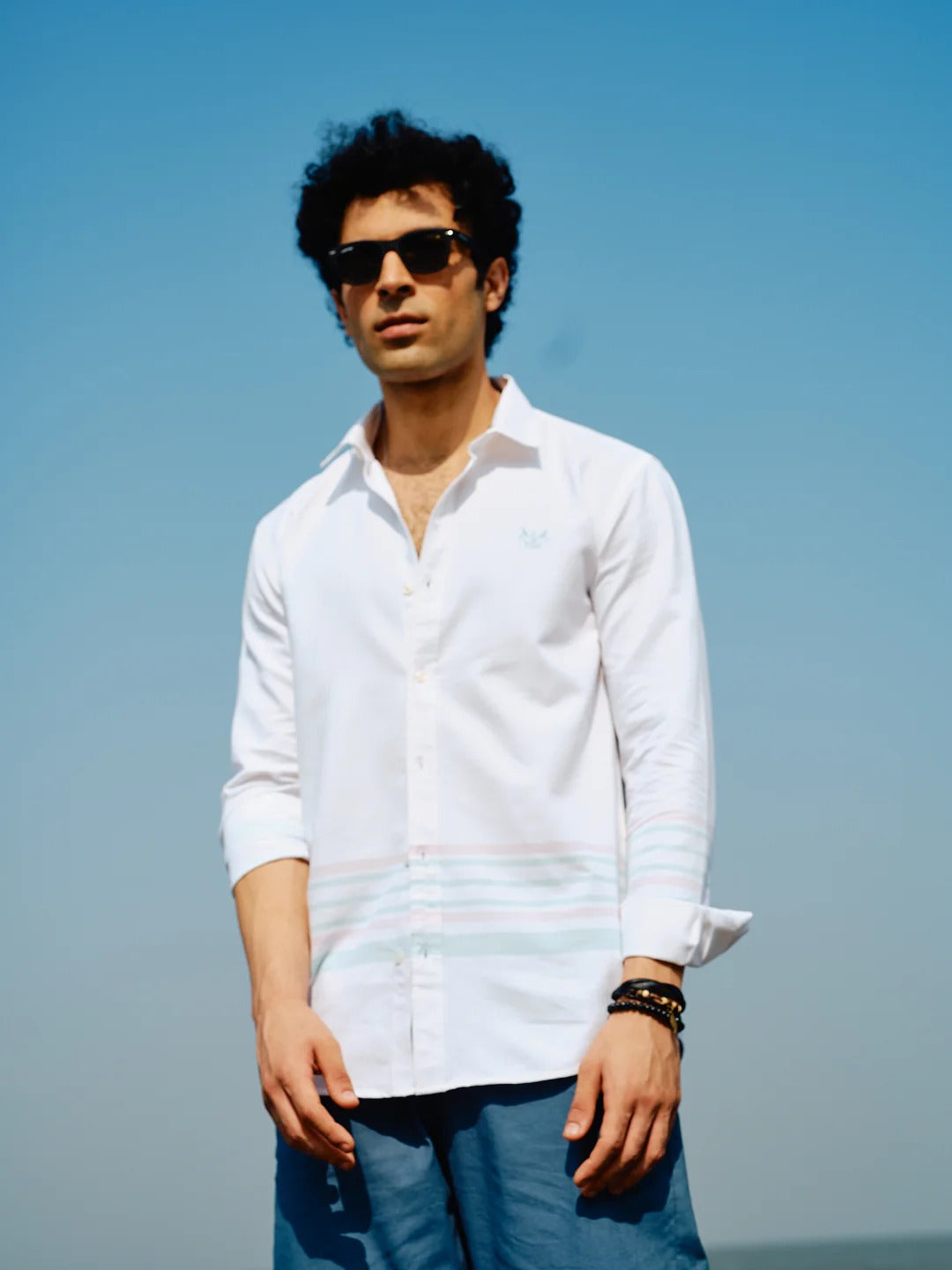 Stylovas Men's White Solid Casual Shirt | Premium Cotton Blend | Full Sleeve Regular Fit